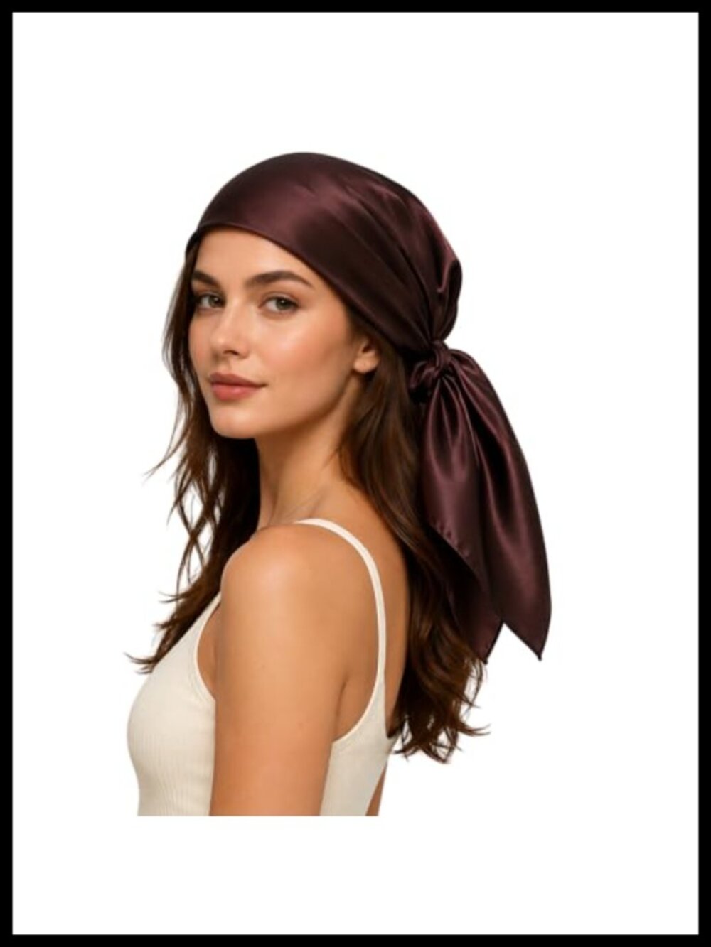 100% Mulberry Silk Head Scarf 35x35 Inch Square Hair Wrap Sleep Cap